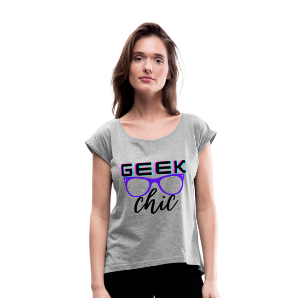 Geek Chic Women's Roll Cuff T-Shirt - heather gray