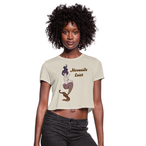 Mermaids Exist Women's Cropped T-Shirt - dust