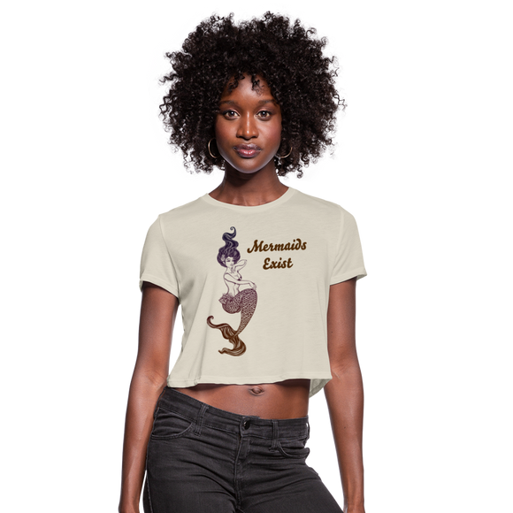 Mermaids Exist Women's Cropped T-Shirt - dust