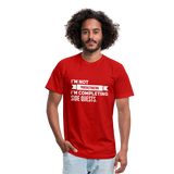 Side Quest Unisex Jersey T-Shirt by Bella + Canvas - red