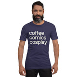 coffee comics cosplay unisex tee heathered navy